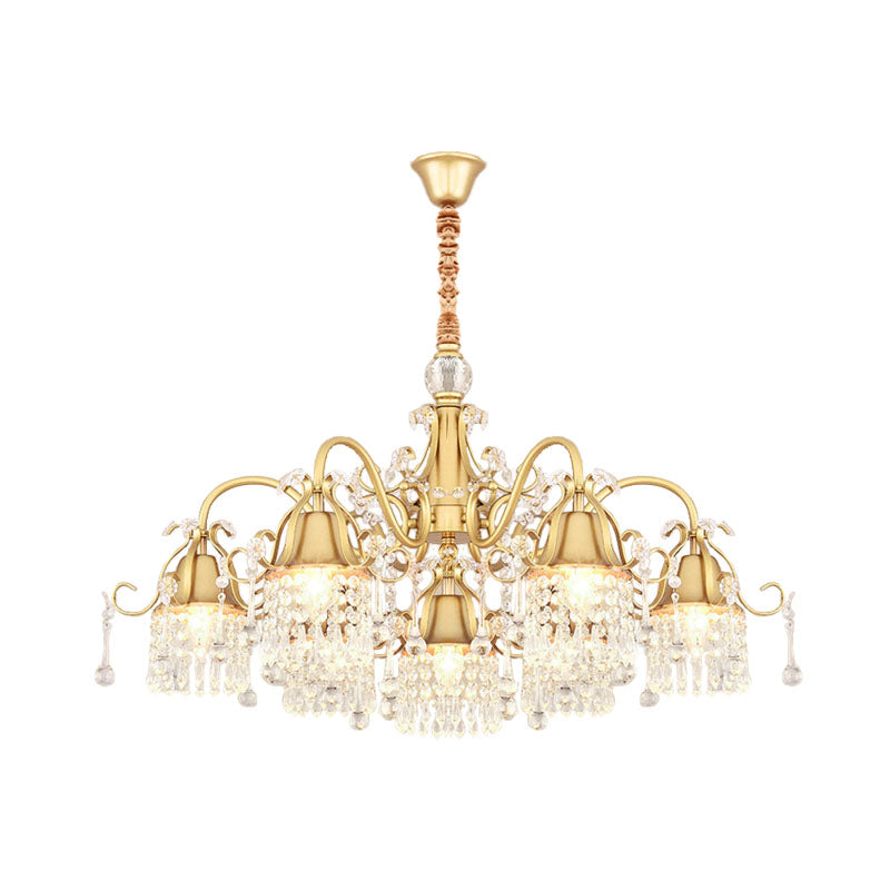 Gol Bell Chandelier minimaliste 7/9 Lumières Kit de lampe de suspension de brin de perle en cristal pour le salon