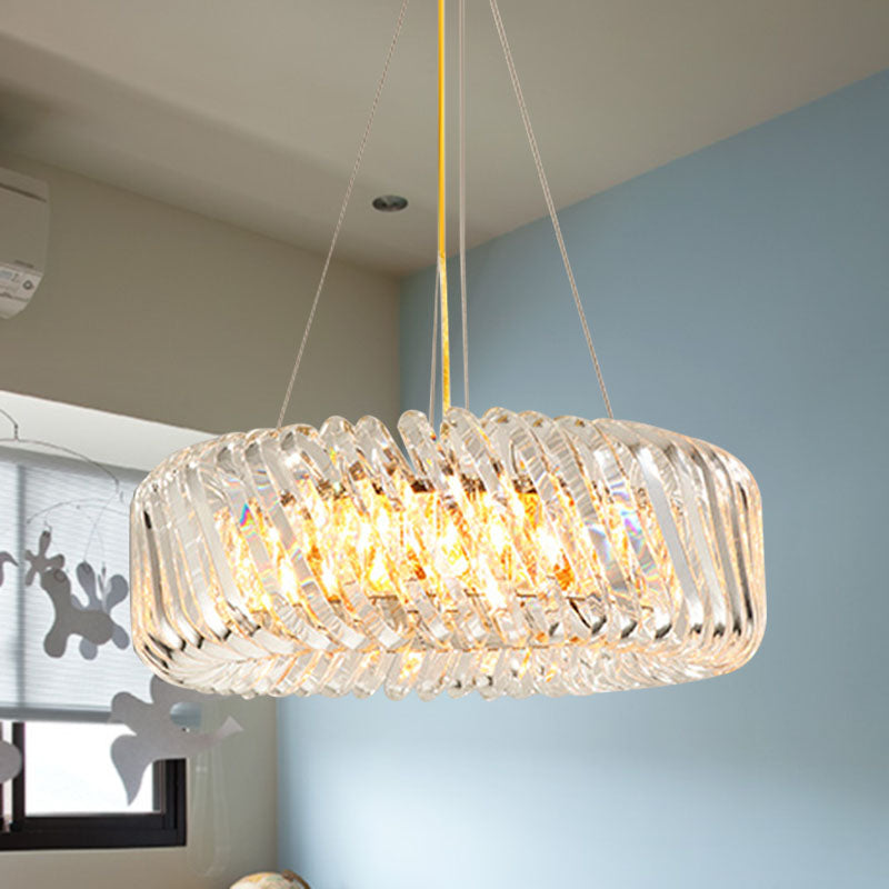 Luminaire de lustre rond à cristal clair 4/9 lumières vers le bas pour le salon
