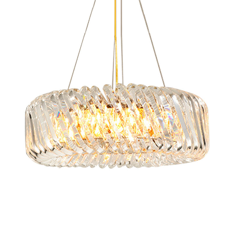 Luminaire de lustre rond à cristal clair 4/9 lumières vers le bas pour le salon