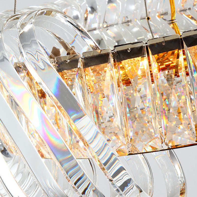 Luz de lámpara de araña redonda de cristal transparente de 4/9 luces hacia abajo para sala de estar