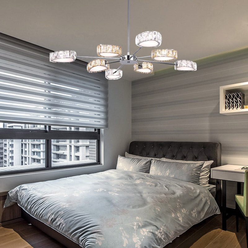 Dreieck Kristall Block Deckenkraut Einfacher Stil 8 Leuchten Chromaufhängung Lampe in warmem/weißem Licht