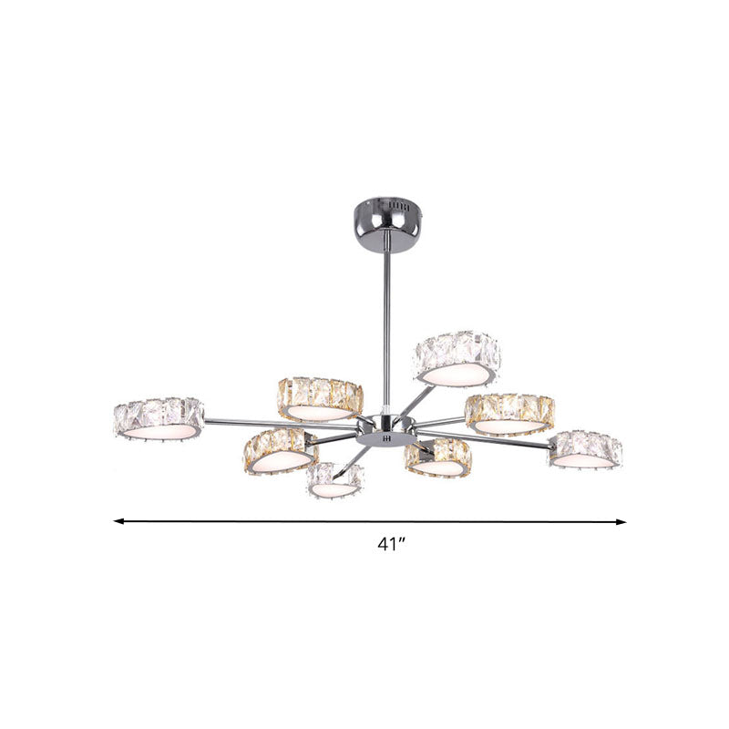 Dreieck Kristall Block Deckenkraut Einfacher Stil 8 Leuchten Chromaufhängung Lampe in warmem/weißem Licht