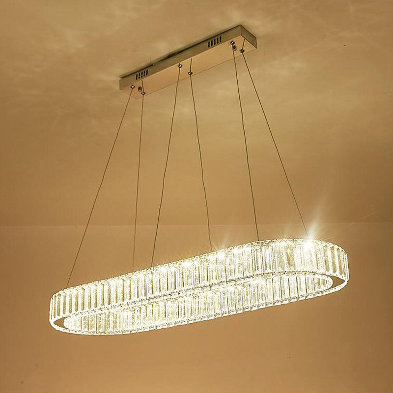 Chrome ovaal hangende lichtarmatuur modernisme chroom 27.5 "/35.5" brede led kroonluchter hanglamp
