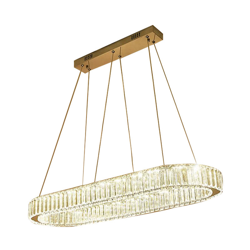 Chrome Oval Hanging Light Fixture Modernism Chrome 27.5"/35.5" Wide LED Chandelier Pendant Light