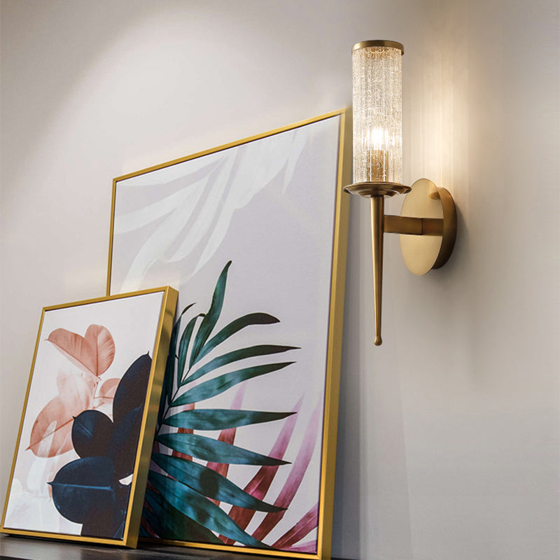 Brass Finish Wall Mounted Lamp, Single Light Design with Brass Finish for Hallway