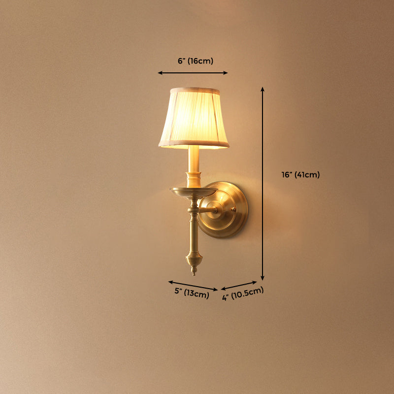 Classic Single Wall Mounted Lamp, Wallchiere Design with Empire Shaped Fabric Shade
