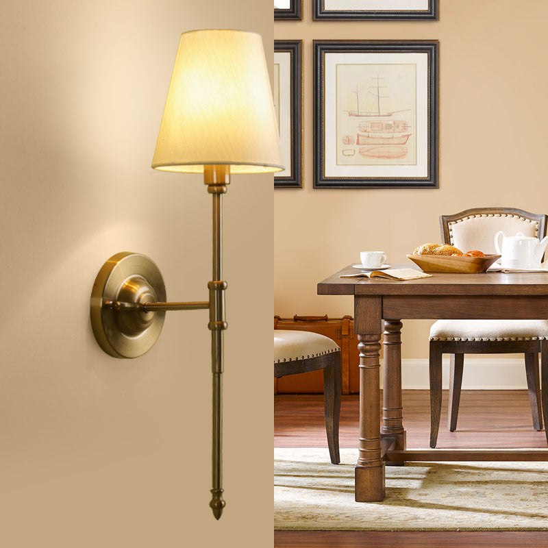 Classic 1 Light Wall Mounted Lamp, Wallchiere Design with Empire Shaped Textile Shade