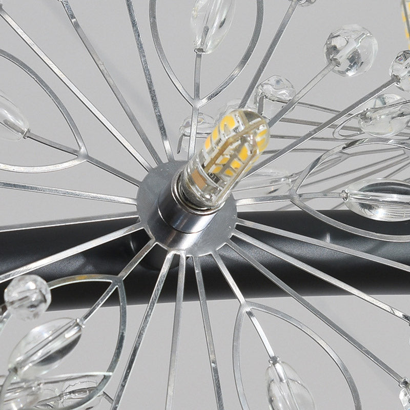 Kreis Kristallperlen hängende Kronleuchter minimalistisch schwarz 20,5 "/26"/34 "breite LED -Deckenlampe