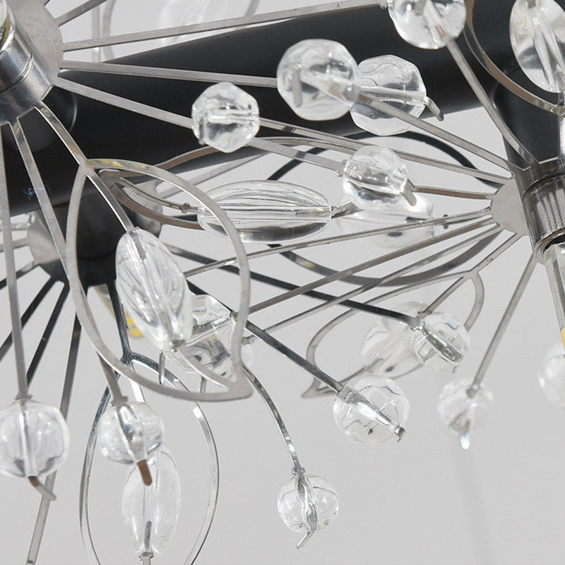 Kreis Kristallperlen hängende Kronleuchter minimalistisch schwarz 20,5 "/26"/34 "breite LED -Deckenlampe