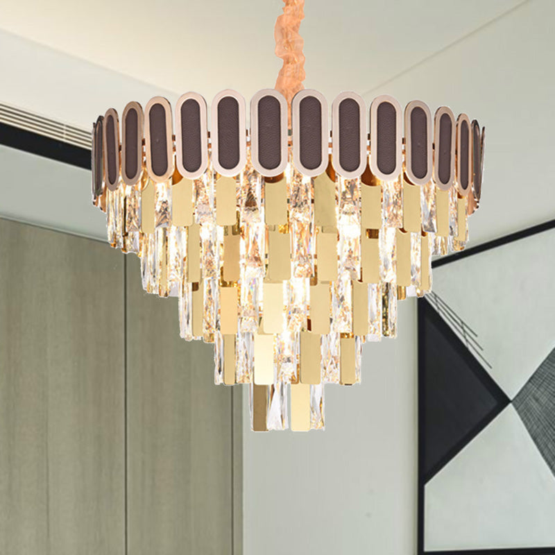 9/16 luci da pranzo lampadario kit di luce sospesa in oro contemporanea con tonalità di cristallo cono