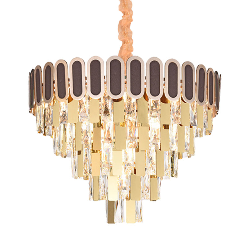 9/16 luci da pranzo lampadario kit di luce sospesa in oro contemporanea con tonalità di cristallo cono