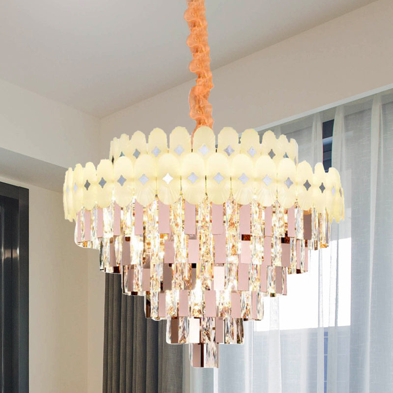 Layered Ceiling Chandelier Contemporary Clear Crystal 12/16/22 Lights Living Room Down Lighting