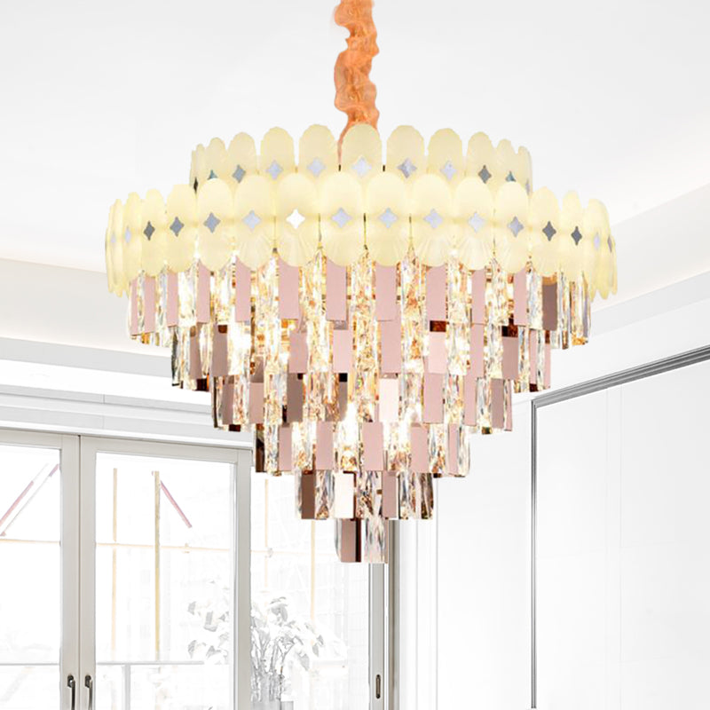 Chandelier de plafond en couches Crystal clair contemporain 16/12/22 LUMIÈRES SALON DOWN ÉCLAIR
