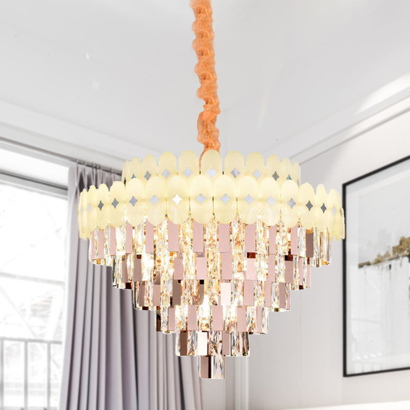 Layered Ceiling Chandelier Contemporary Clear Crystal 12/16/22 Lights Living Room Down Lighting