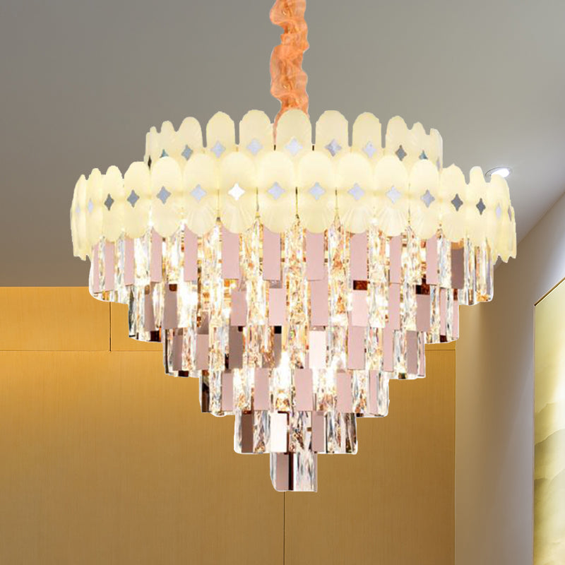 Layered Ceiling Chandelier Contemporary Clear Crystal 12/16/22 Lights Living Room Down Lighting