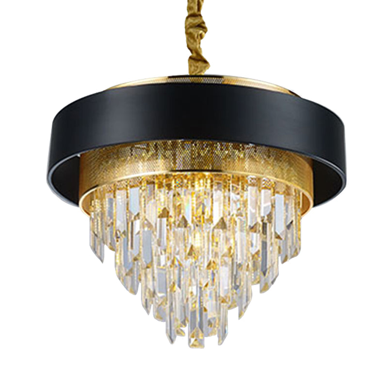 LAMPE DE CHANDELIER ROUNDIQUE SIMPLE CRISTAL 5 LICTES Salle à manger Kit d'éclairage suspendu en blanc / noir