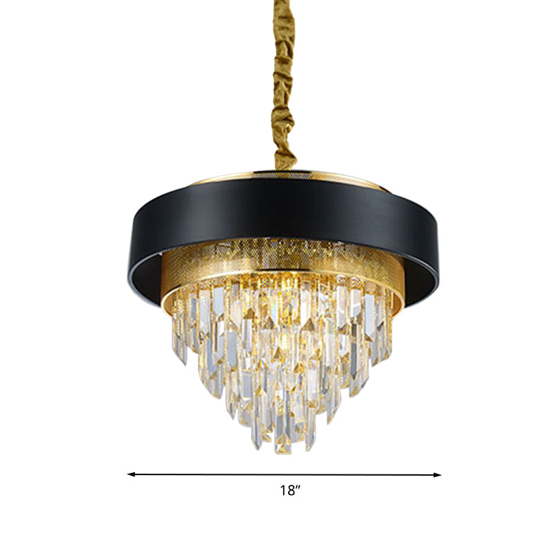 LAMPE DE CHANDELIER ROUNDIQUE SIMPLE CRISTAL 5 LICTES Salle à manger Kit d'éclairage suspendu en blanc / noir
