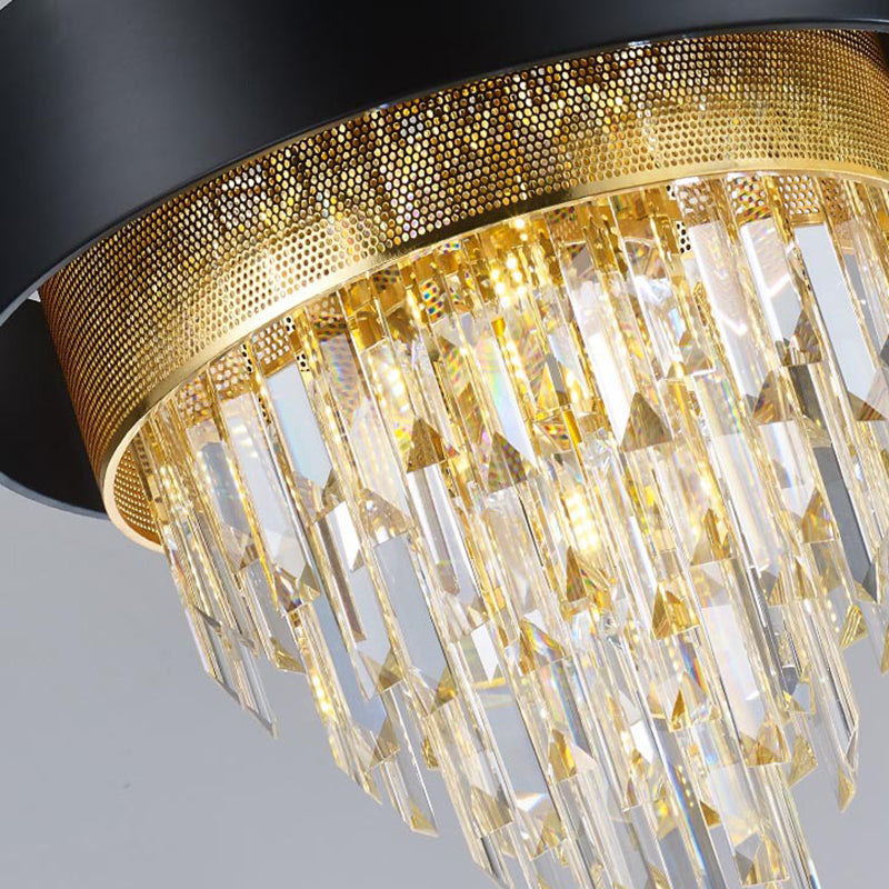 LAMPE DE CHANDELIER ROUNDIQUE SIMPLE CRISTAL 5 LICTES Salle à manger Kit d'éclairage suspendu en blanc / noir
