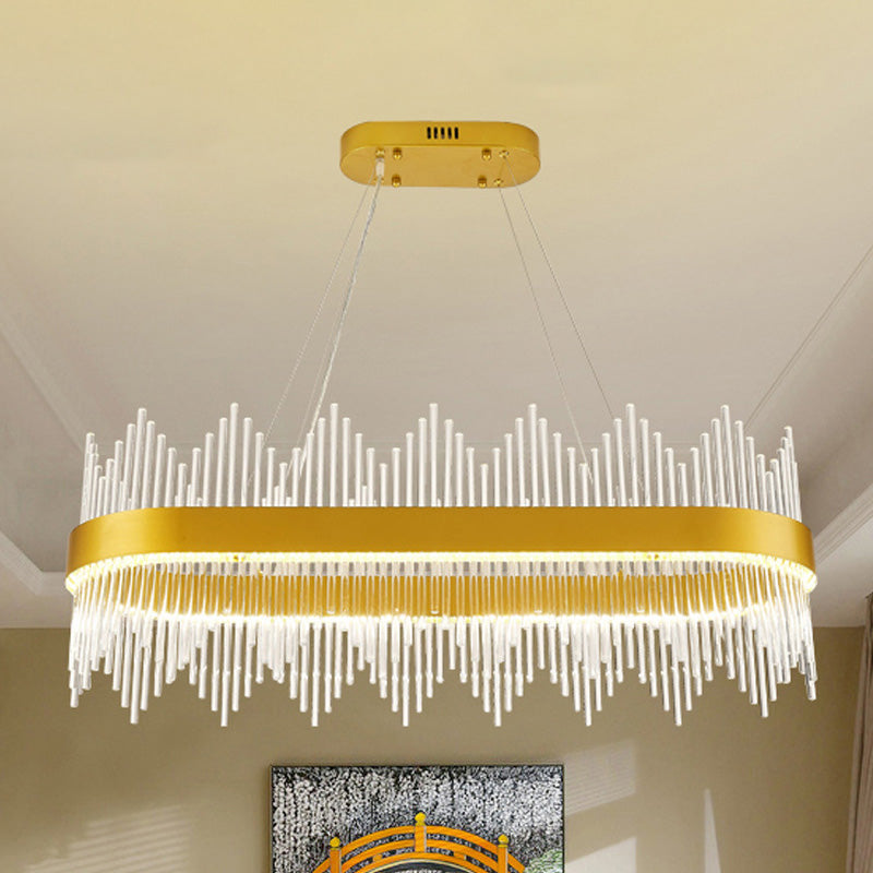 Lustre géométrique moderne Crystal LED Dining Room Pending Lighting Ayémand en or