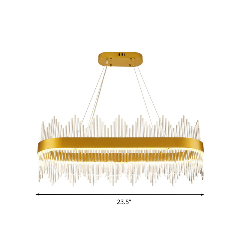Modern Geometric Chandelier Crystal LED Dining Room Pendant Lighting Fixture in Gold