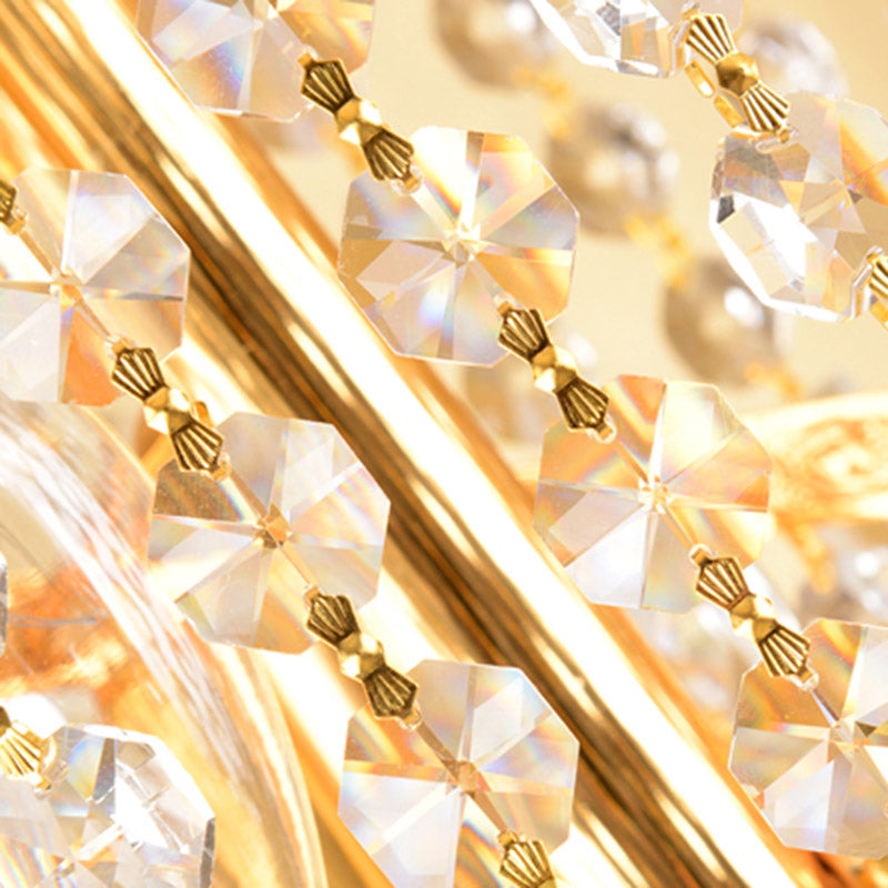 Layered Crystal Ceiling Chandelier Modern 15 Lights Gold Suspension Pendant for Corridor