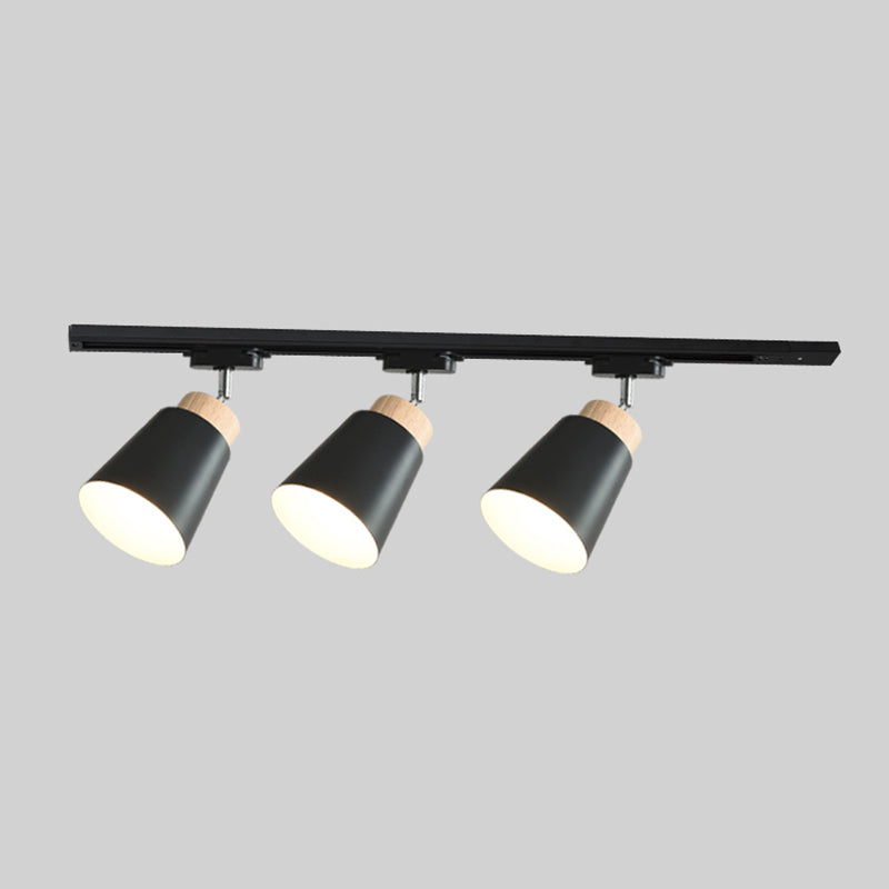 Nordic Track Lighting Pendants Macaron Style Surface Mounted Cone Shaped Shade Iron Headlamp for Living Room Kitchen Home