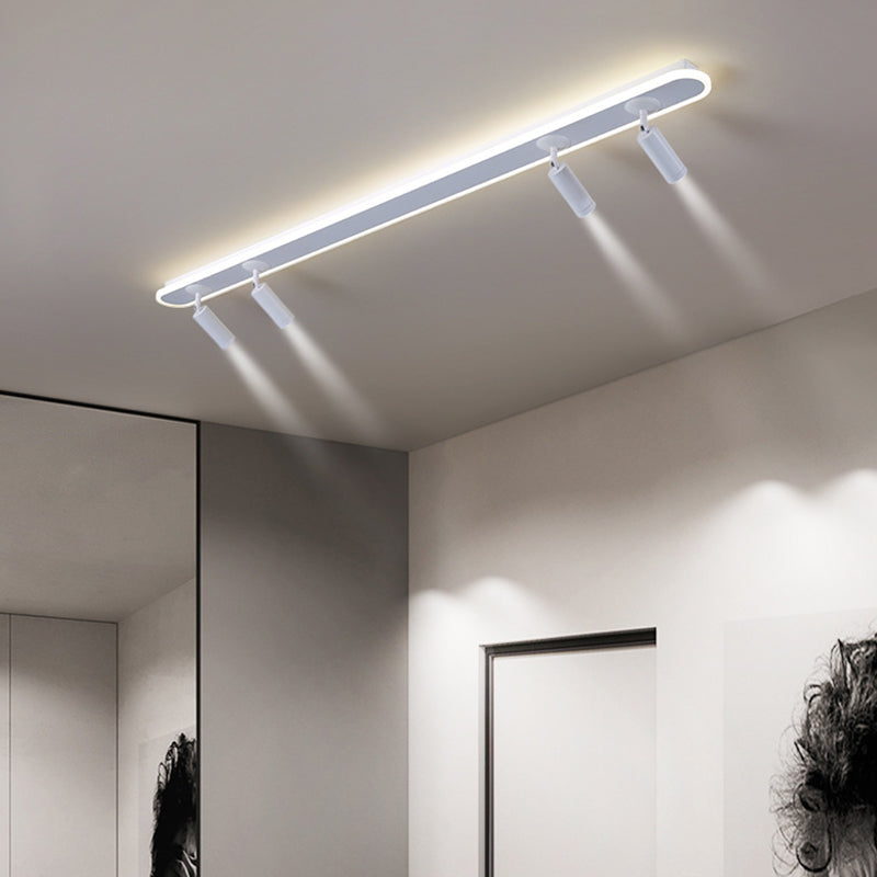 Oval Strip LED Semi Flush Mount in Modern Creative Style Aluminium Lamp Indoor Ceiling Fixture with Acrylic Shade