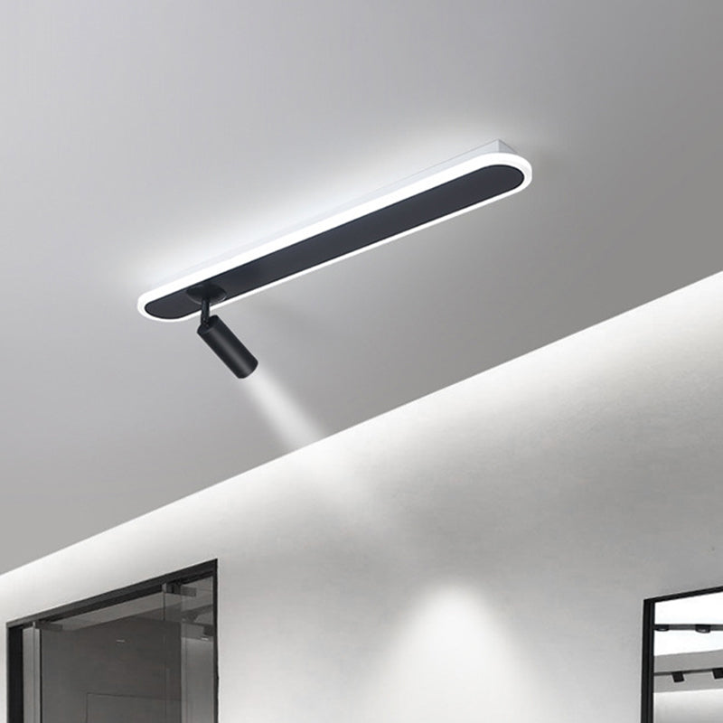 Oval Strip LED Semi Flush Mount in Modern Creative Style Aluminium Lamp Indoor Ceiling Fixture with Acrylic Shade