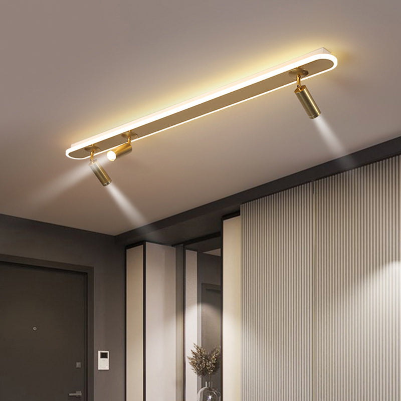Oval Strip LED Semi Flush Mount in Modern Creative Style Aluminium Lamp Indoor Ceiling Fixture with Acrylic Shade