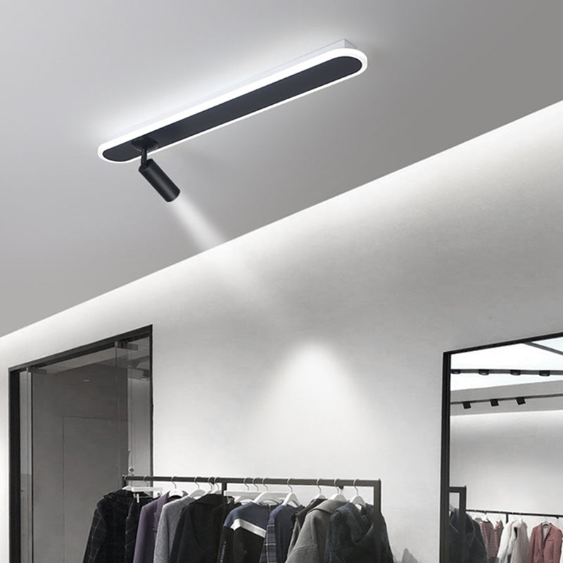 Oval Strip LED Semi Flush Mount in Modern Creative Style Aluminium Lamp Indoor Ceiling Fixture with Acrylic Shade