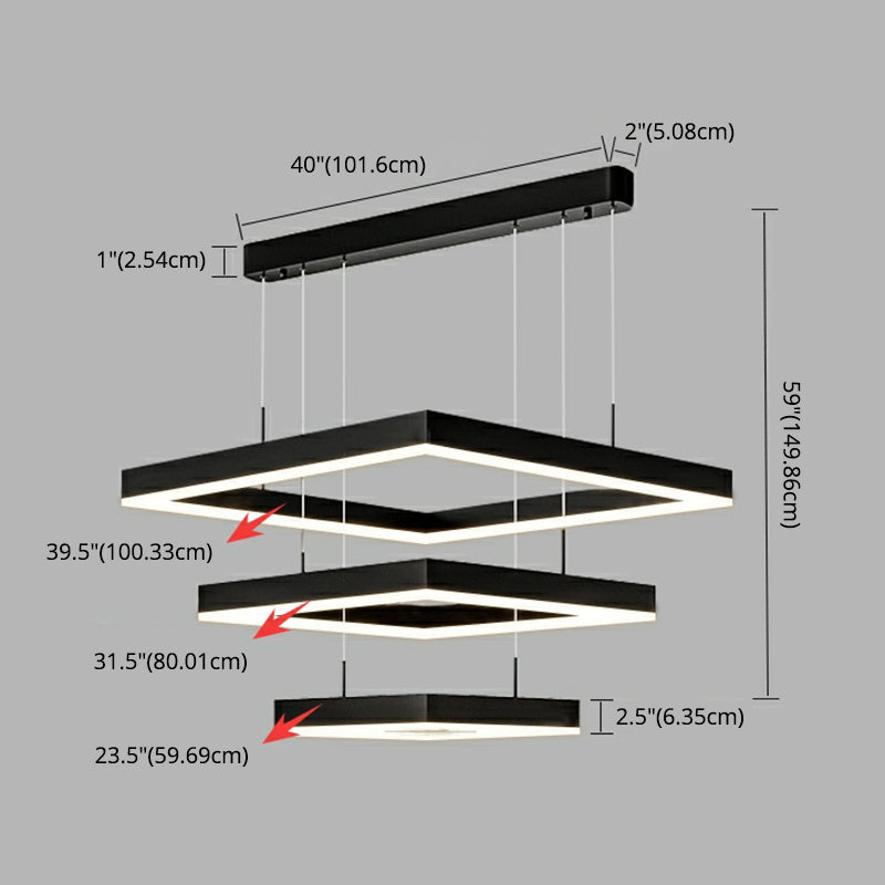 Modern vierkante kroonluchter verlichtingsarmaturen metaal kroonluchter licht