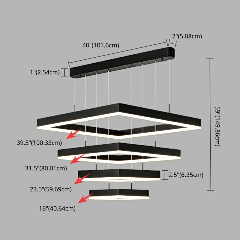 Modern vierkante kroonluchter verlichtingsarmaturen metaal kroonluchter licht