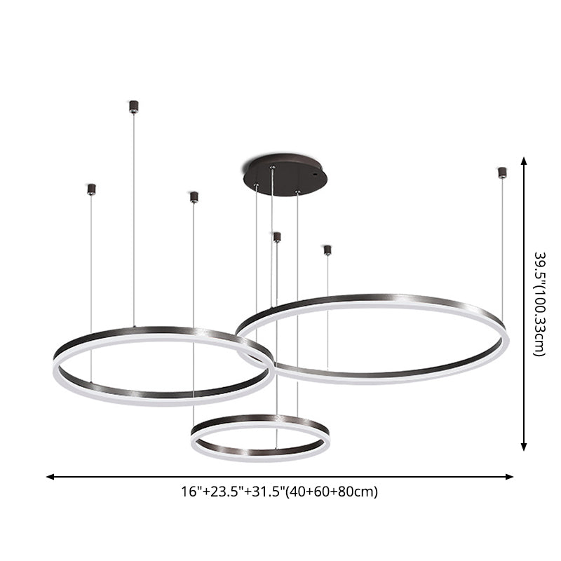 Moderne ring kroonluchter acryl hanger plafondlampen met verstelbaar hangsnoer voor woonkamer