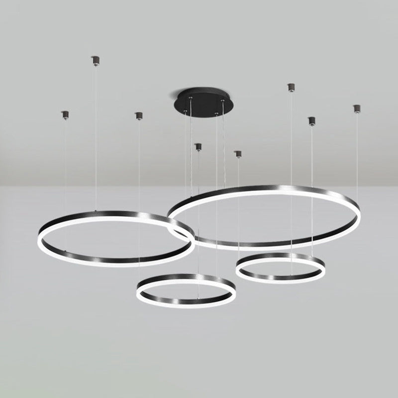 Moderne ring kroonluchter acryl hanger plafondlampen met verstelbaar hangsnoer voor woonkamer