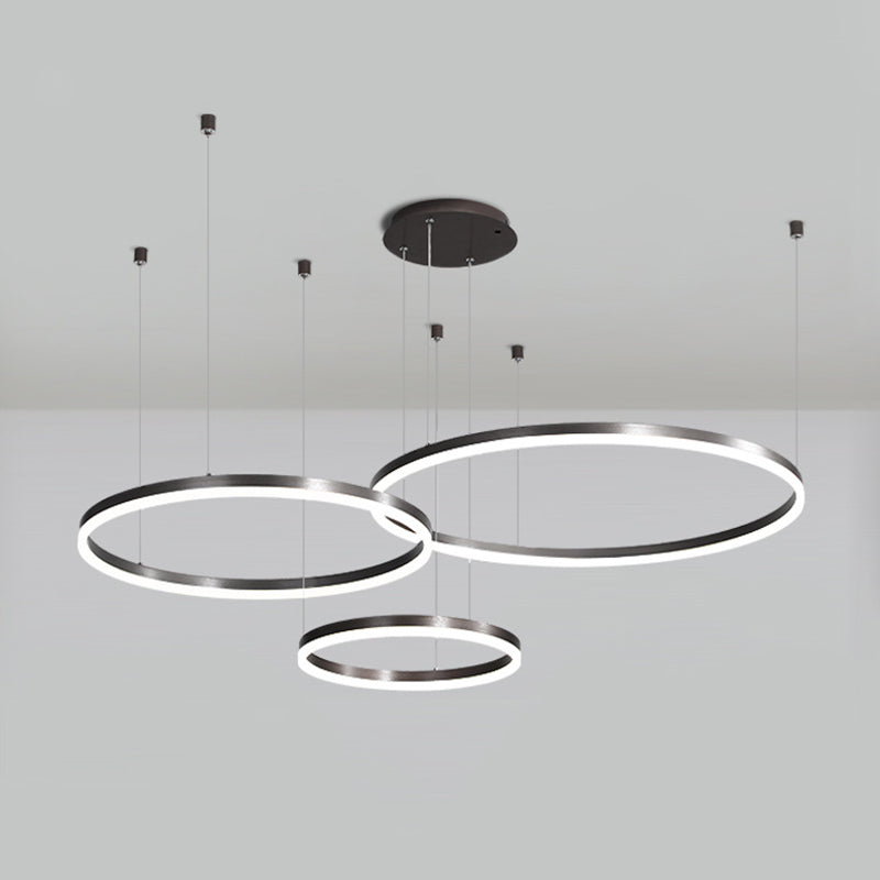 Moderne ring kroonluchter acryl hanger plafondlampen met verstelbaar hangsnoer voor woonkamer