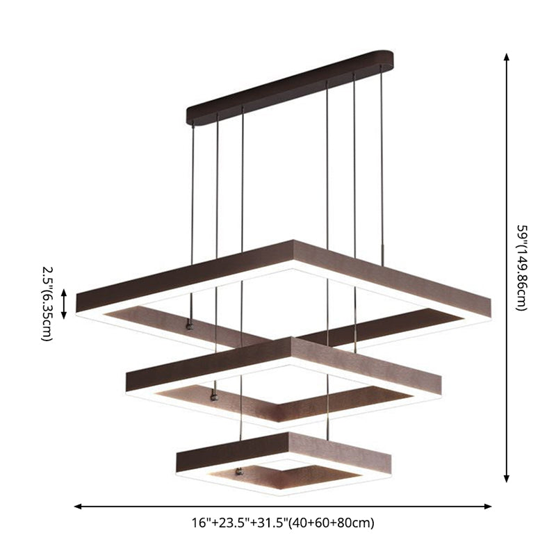 Lámparas de lámpara cuadrada moderna lámpara de metal 3 luces lámparas de lámpara