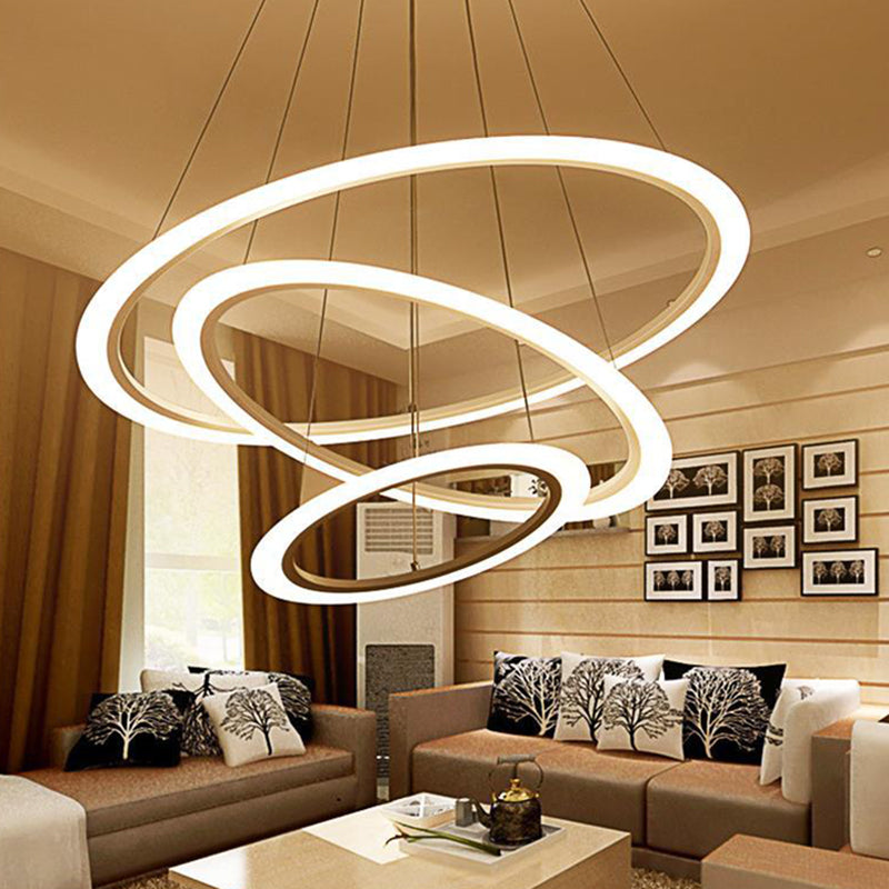 Modern Round Chandelier Light Fixtures Acrylic Hanging Light Kit for Restaurant