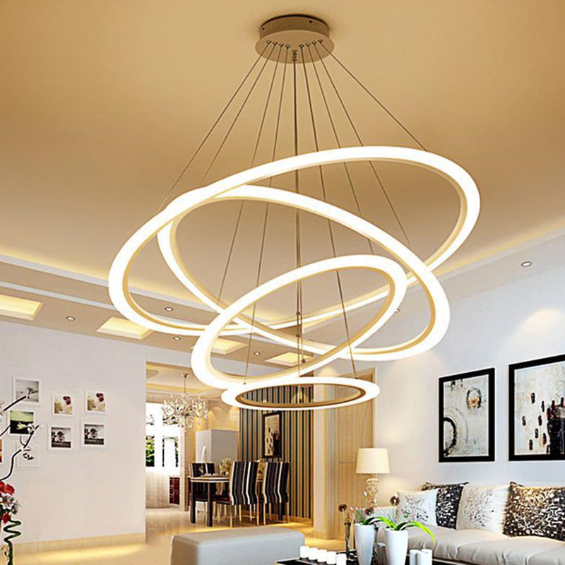 Modern Round Chandelier Light Fixtures Acrylic Hanging Light Kit for Restaurant