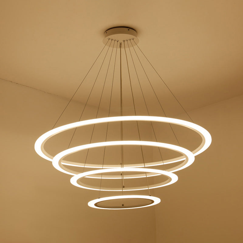 Modern Round Chandelier Light Fixtures Acrylic Hanging Light Kit for Restaurant