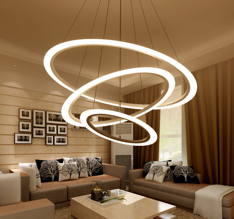 Modern Round Chandelier Light Fixtures Acrylic Hanging Light Kit for Restaurant