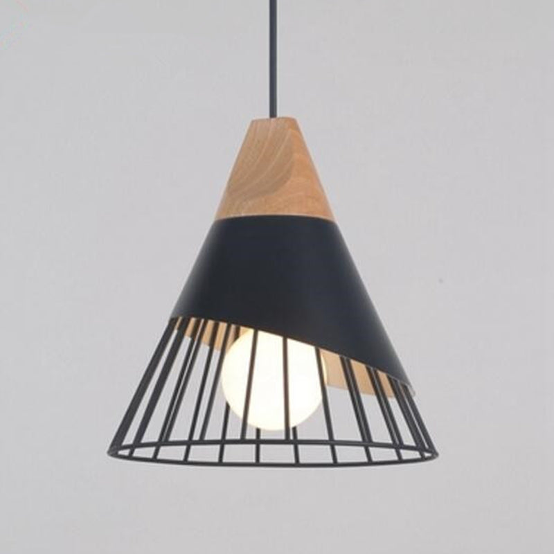 Metall verjüngte hängende leichte nordische moderne 1 leichte Restaurant Decke Anhängerlampe mit Holzoberteil