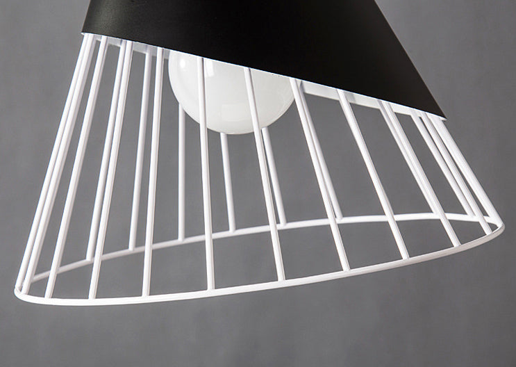 Metal Tapered Hanging Light Nordic Modern 1 Light  Restaurant Ceiling Pendant Lamp with Wooden Top