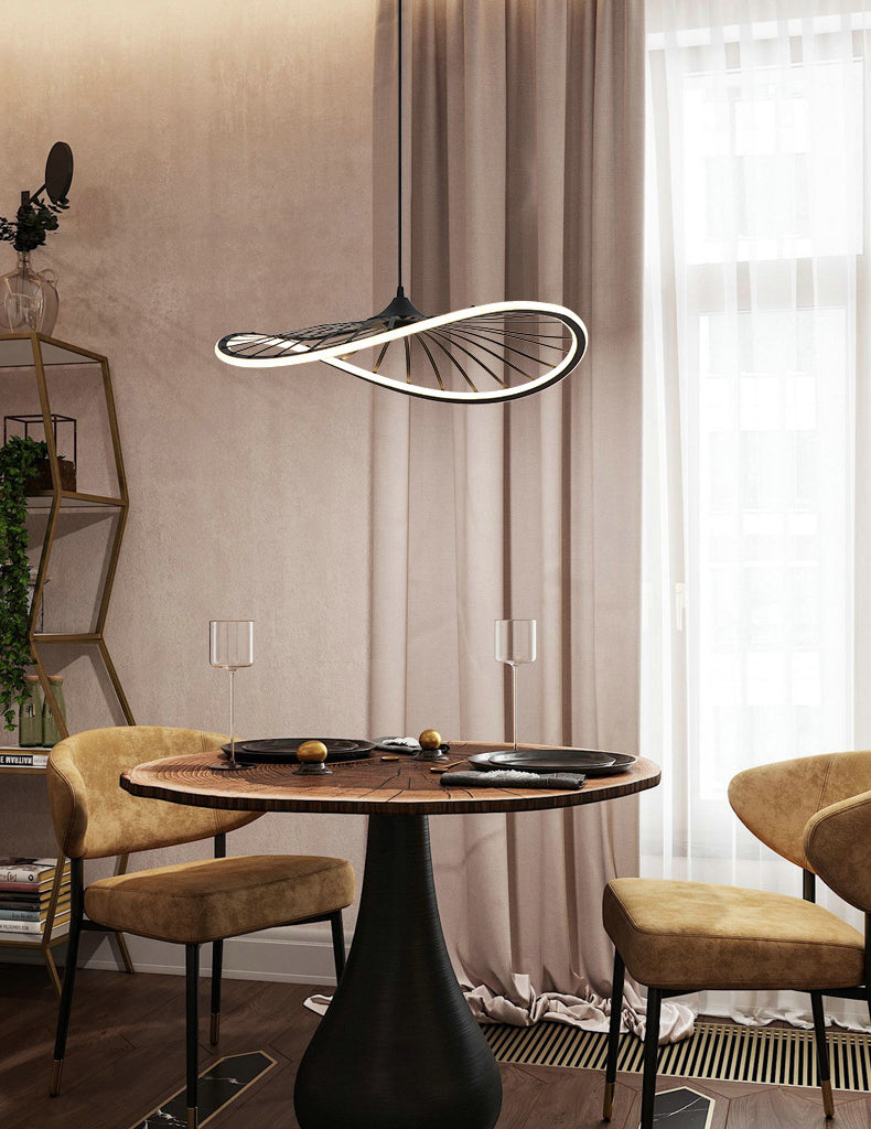 Luz colgante de negro de colgante en forma de alambre de alambre de hierro para el comedor para comedor