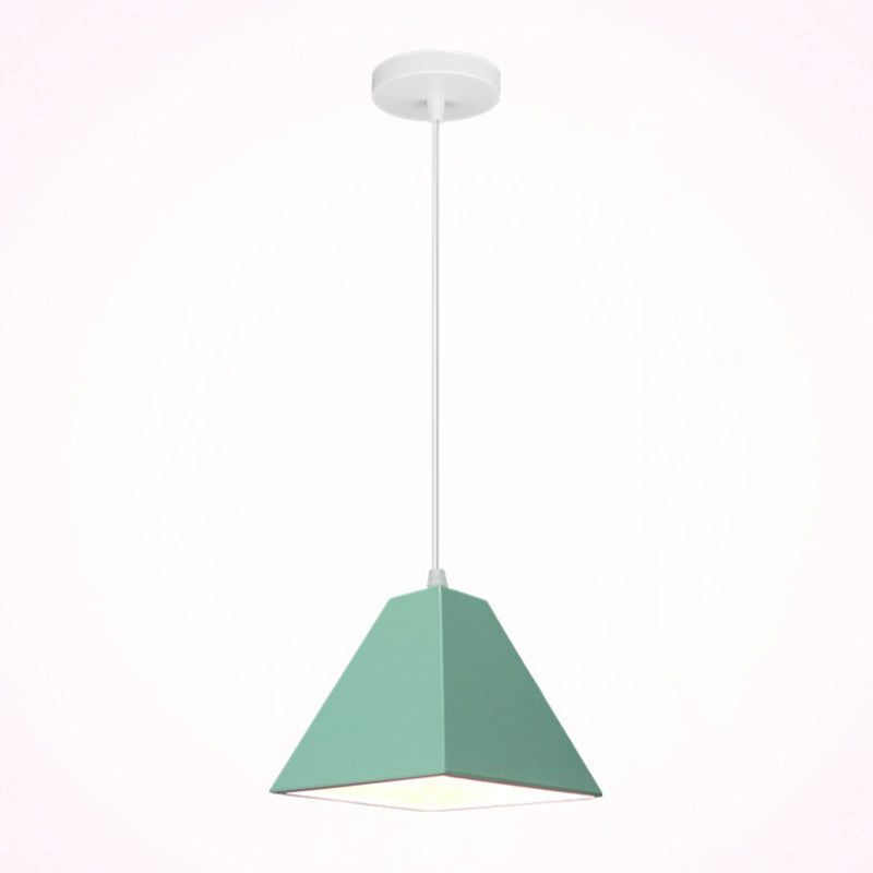 Metalen trapezoid hangend licht Noordse macaron stijl 1 lichte eetkamer tafel plafond hanglamp