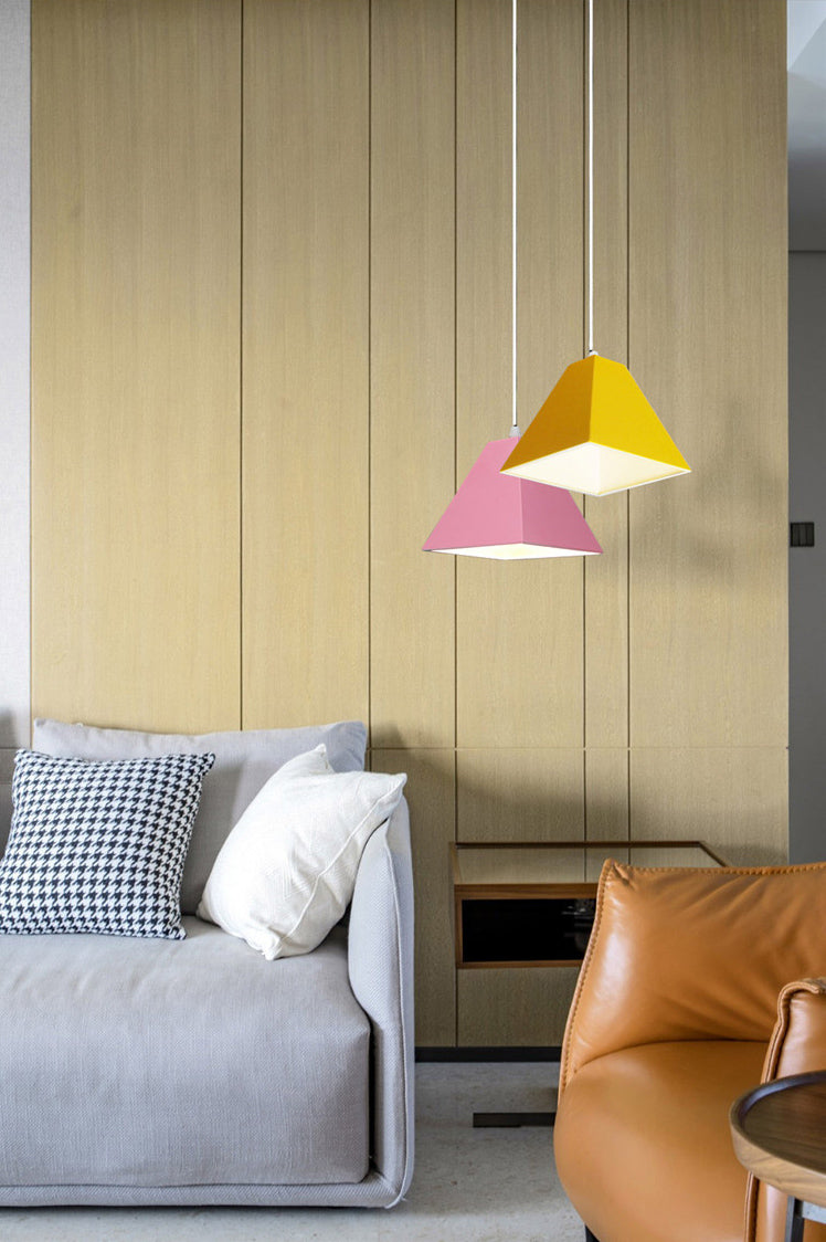 Trapezoide de metal Luz colgante Nordic Macaron Style 1 Lámpara de techo de mesa de comedor ligero