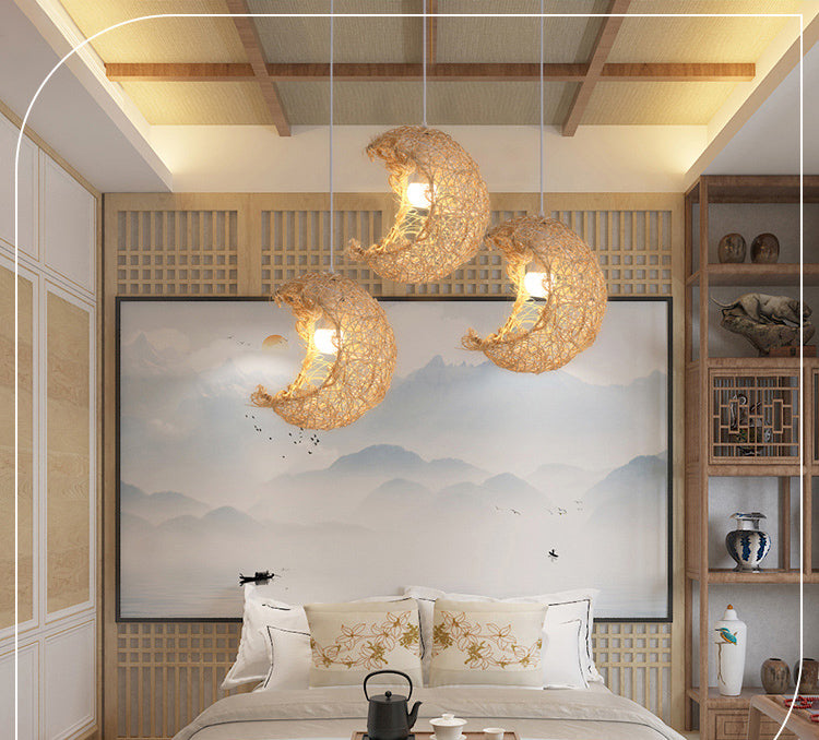 Chinesische Anhänger Beleuchtungskörper Rattan Hanges Licht mit hängenden Kabel für das Restaurant