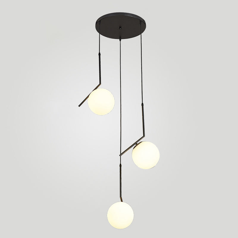 Globe Multi-Light-Anhänger Mitte des Jahrhunderts moderne weiße Glashängeleuchten für Duplextreppen