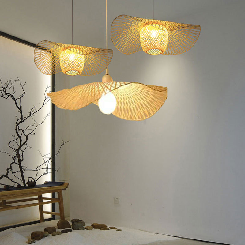 Chinese Pendant Lighting Fixtures Bamboo Hanging Light with Hanging Cord for Restaurant
