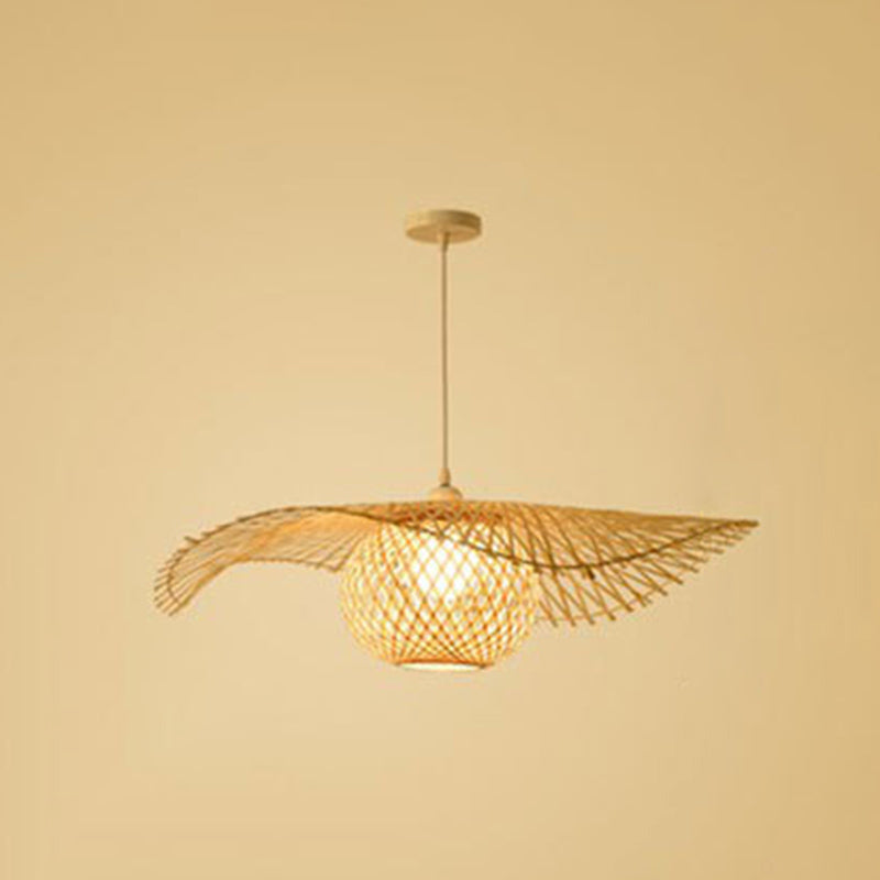 Chinese Pendant Lighting Fixtures Bamboo Hanging Light with Hanging Cord for Restaurant