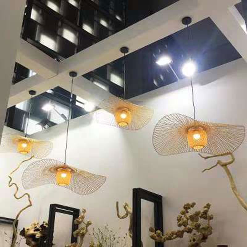 Chinese Pendant Lighting Fixtures Bamboo Hanging Light with Hanging Cord for Restaurant